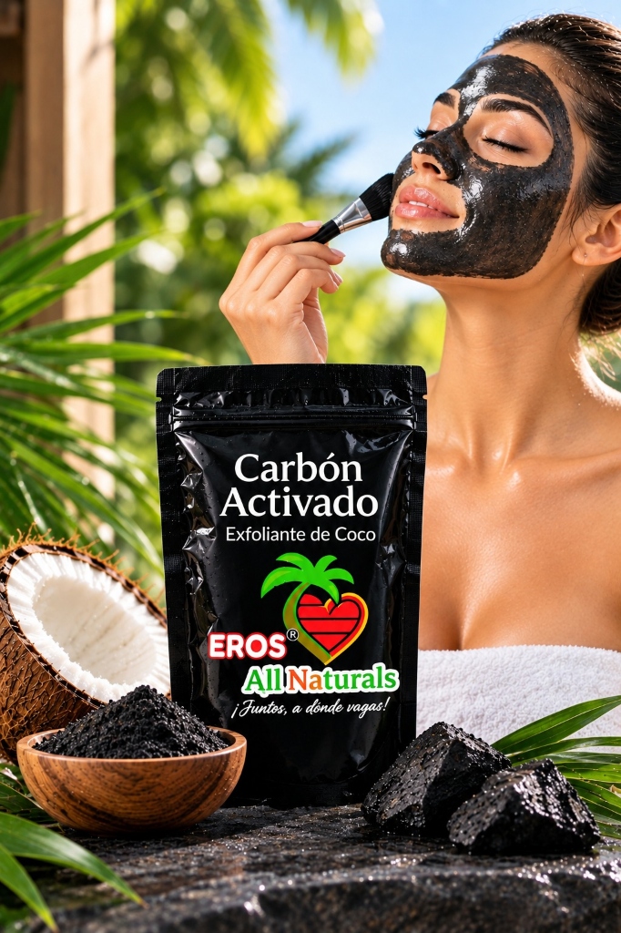 Carbón Activado Exfoliante de Coco en Polvo